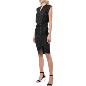 Veronica Beard Dress Sz 10 Core Bell Black Asymmetrical Midi Shirt Cotton Aztec